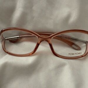 Tom Ford Brown Rectangular Glasses with Glossy Finish